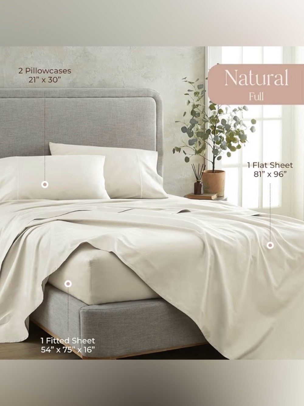 100% Organic Cotton Sheets Full Size. GOTS Certified Organic. NEW